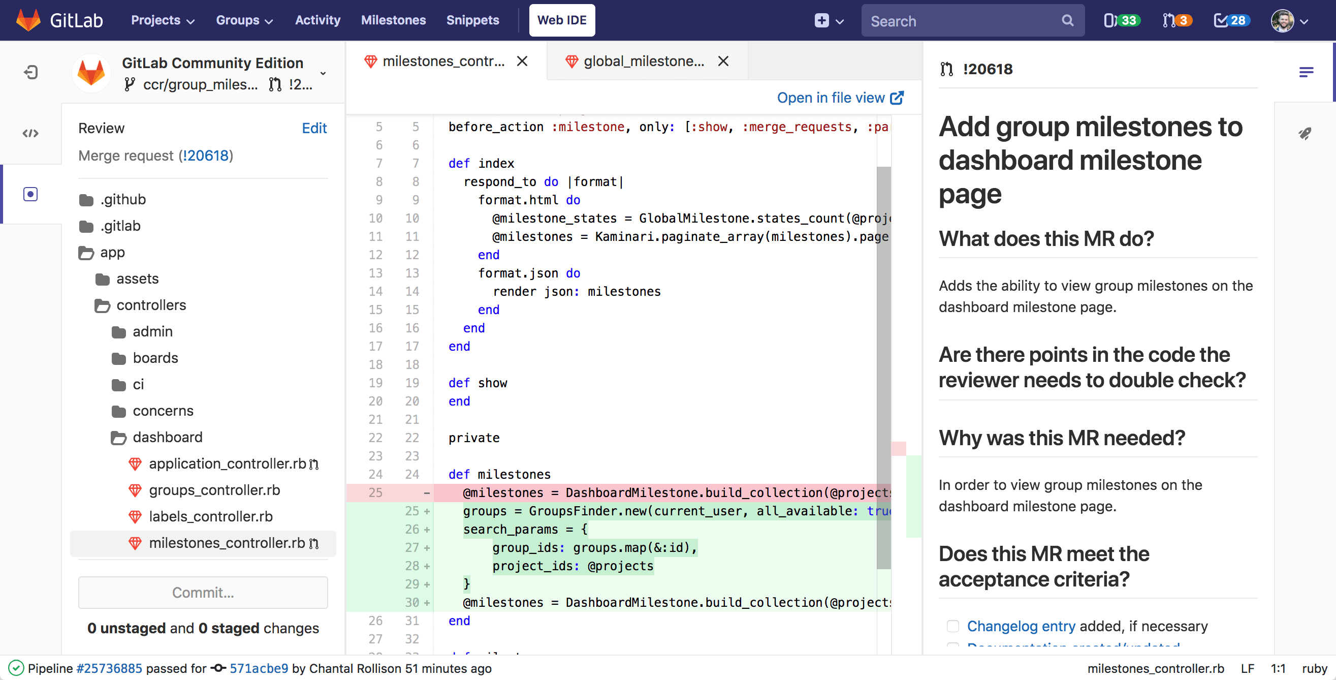 View merge request description in the Web IDE