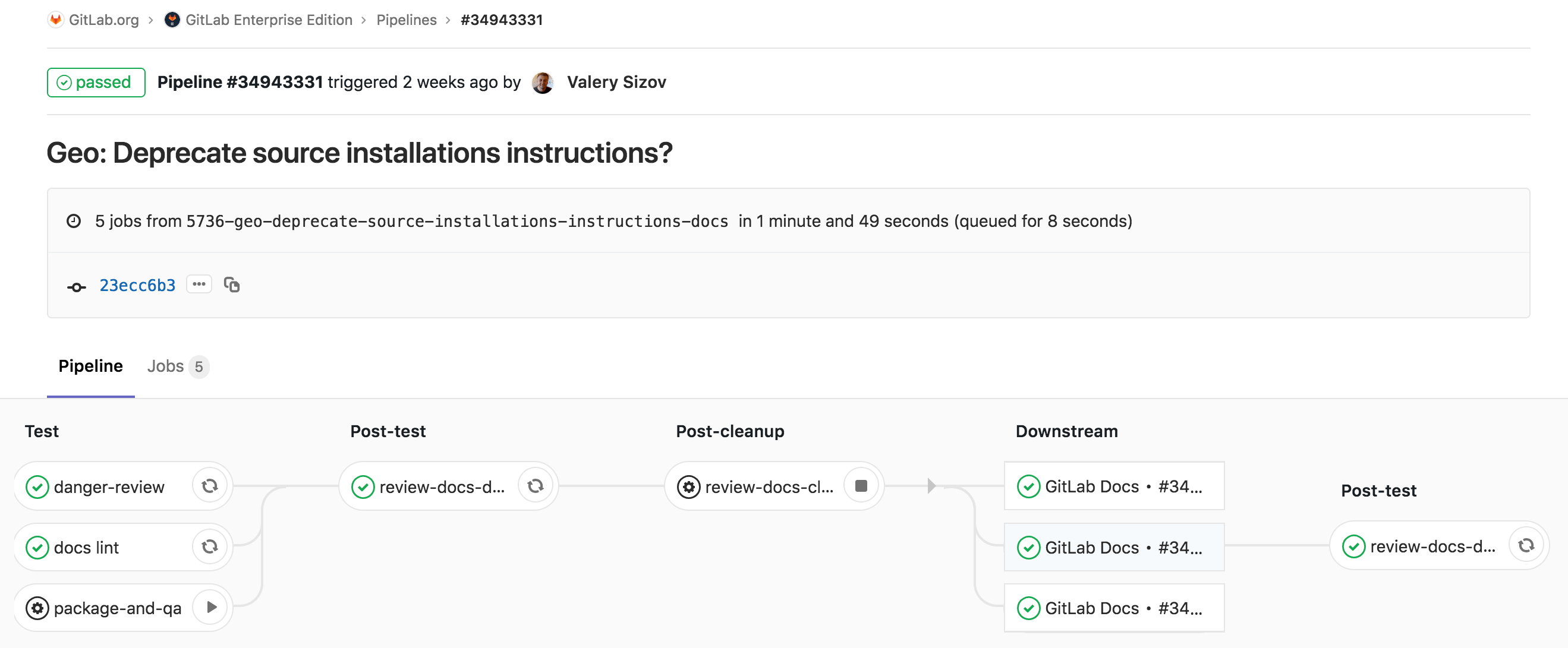 Cross-project pipeline browsing