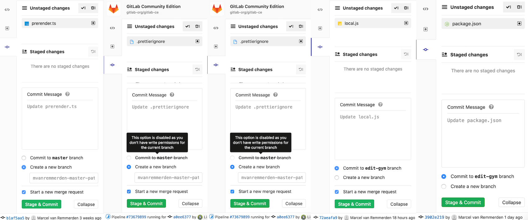 Smarter Web IDE default commit options