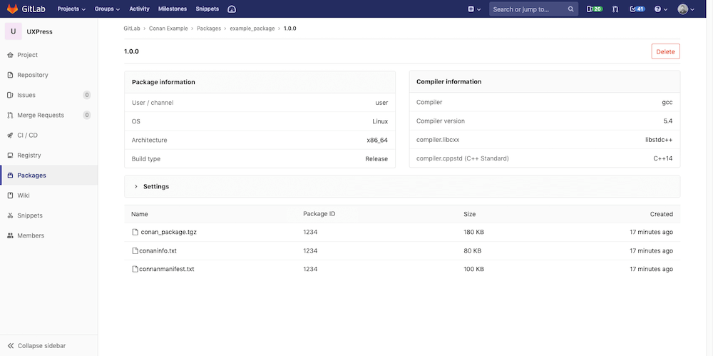 Manage C/C++ packages via Conan within GitLab's Package Registry