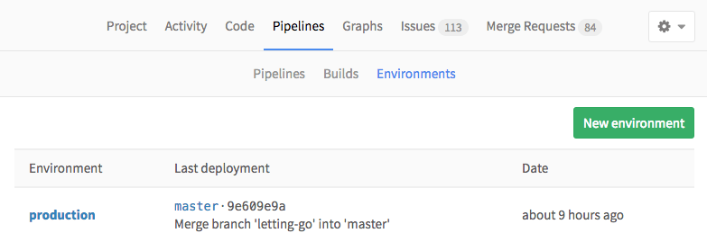 Environments in GitLab 8.9