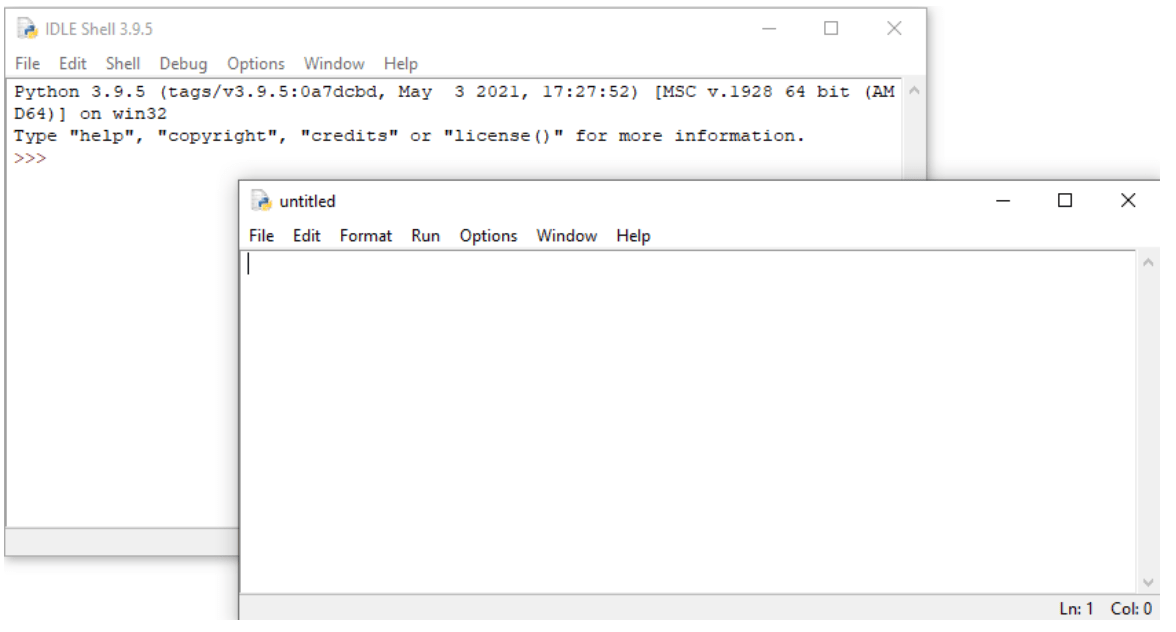 Python shell and untitled file